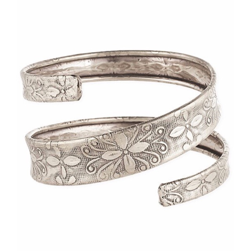 Floral Embossed Spiral Adjustable Cuff